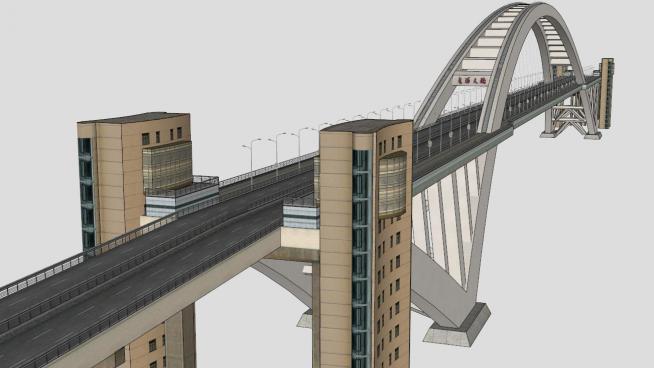 卢浦大桥的SKP模型素材设计模型