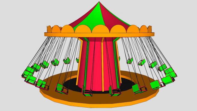 旋转的木马的SKP模型游乐场模型