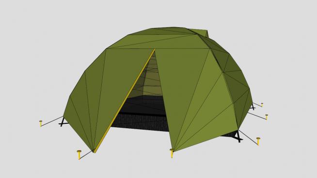 绿色的户外帐篷的SKP模型素材模型