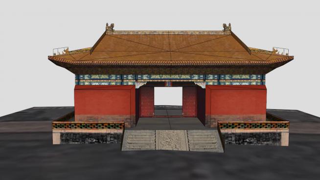 古建筑故宫坤宁门的SKP模型素材模型