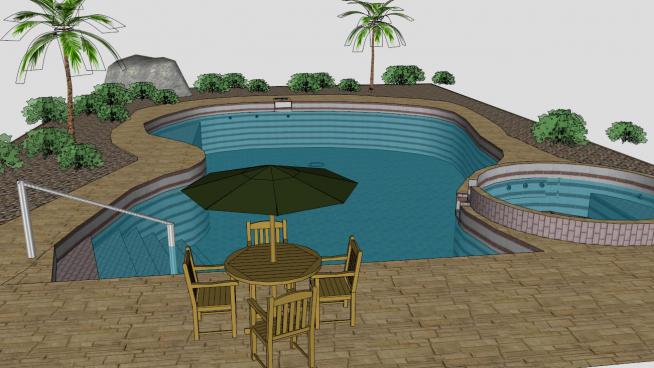 豪华别墅的游泳池SKP模型