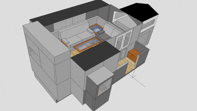 房子整体布局模型外部与内部SKP模型下载模型