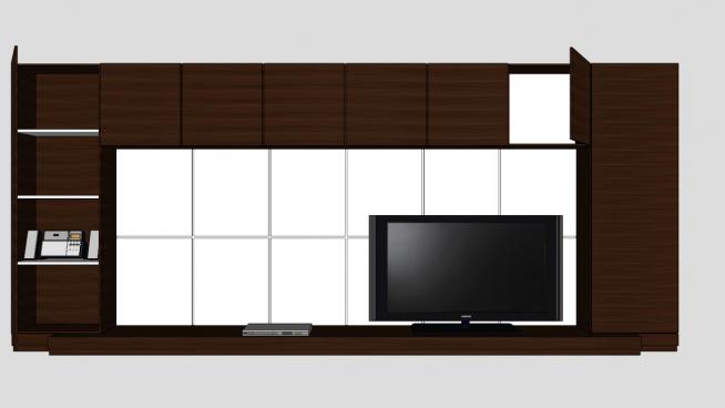 电视背景墙黑白组合柜SKP模型设计模型