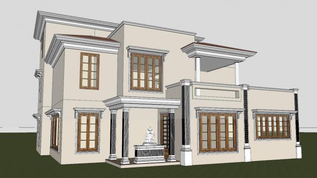 印度风古典别墅建筑SU模型