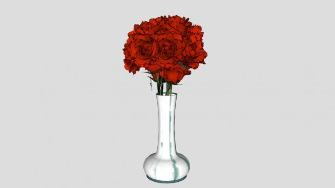 玻璃瓶里的玫瑰花SU模型