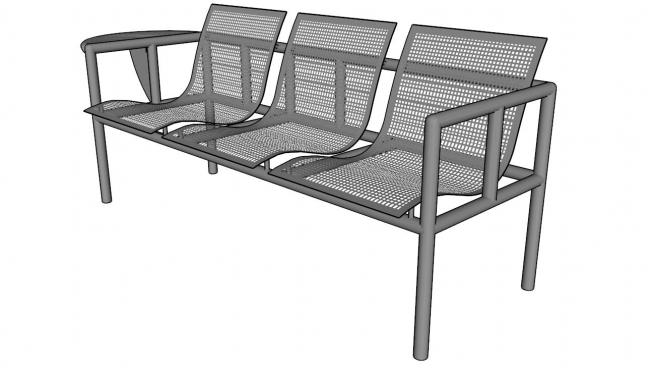 公共椅子连椅三座SKP模型素材