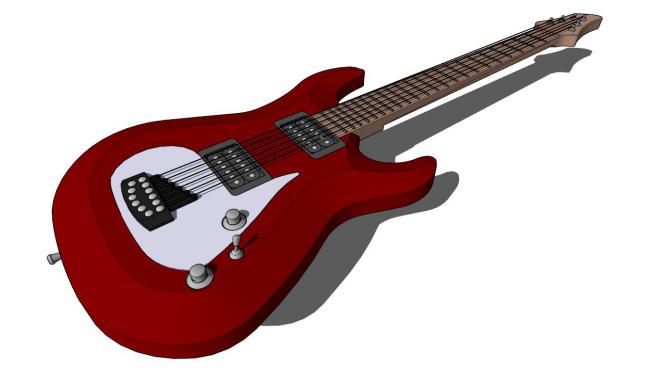 红色的电吉他的SKP模型素材