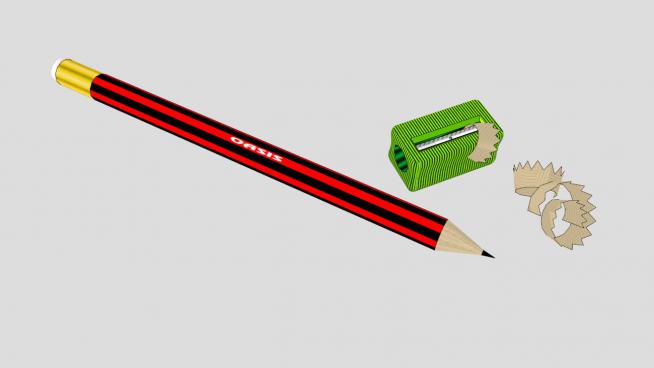 铅笔和削笔刀的SKP素材模型设计