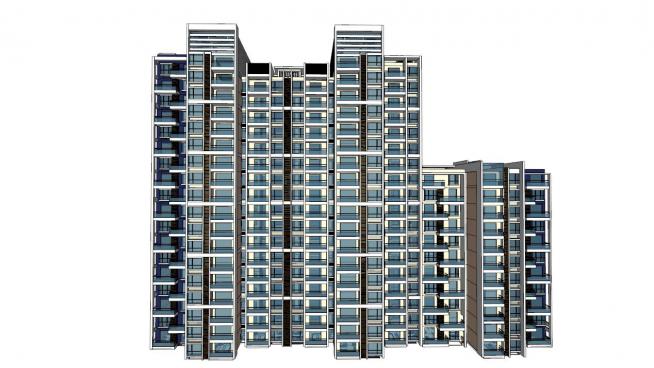 南汇新场镇住宅高层现代平面立面总图高层住宅SU模型