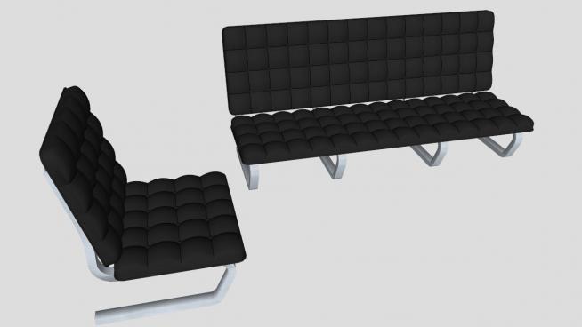 黑色沙发单元躺椅SU模型