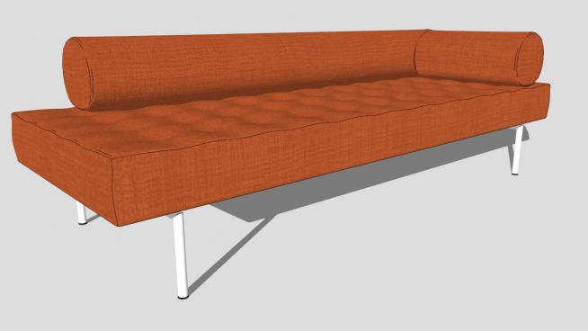 橘色休闲沙发两用沙发床SU模型