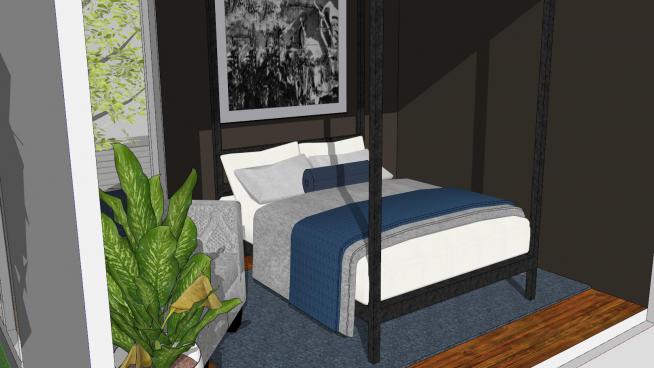 现代室内卧室装修SU模型