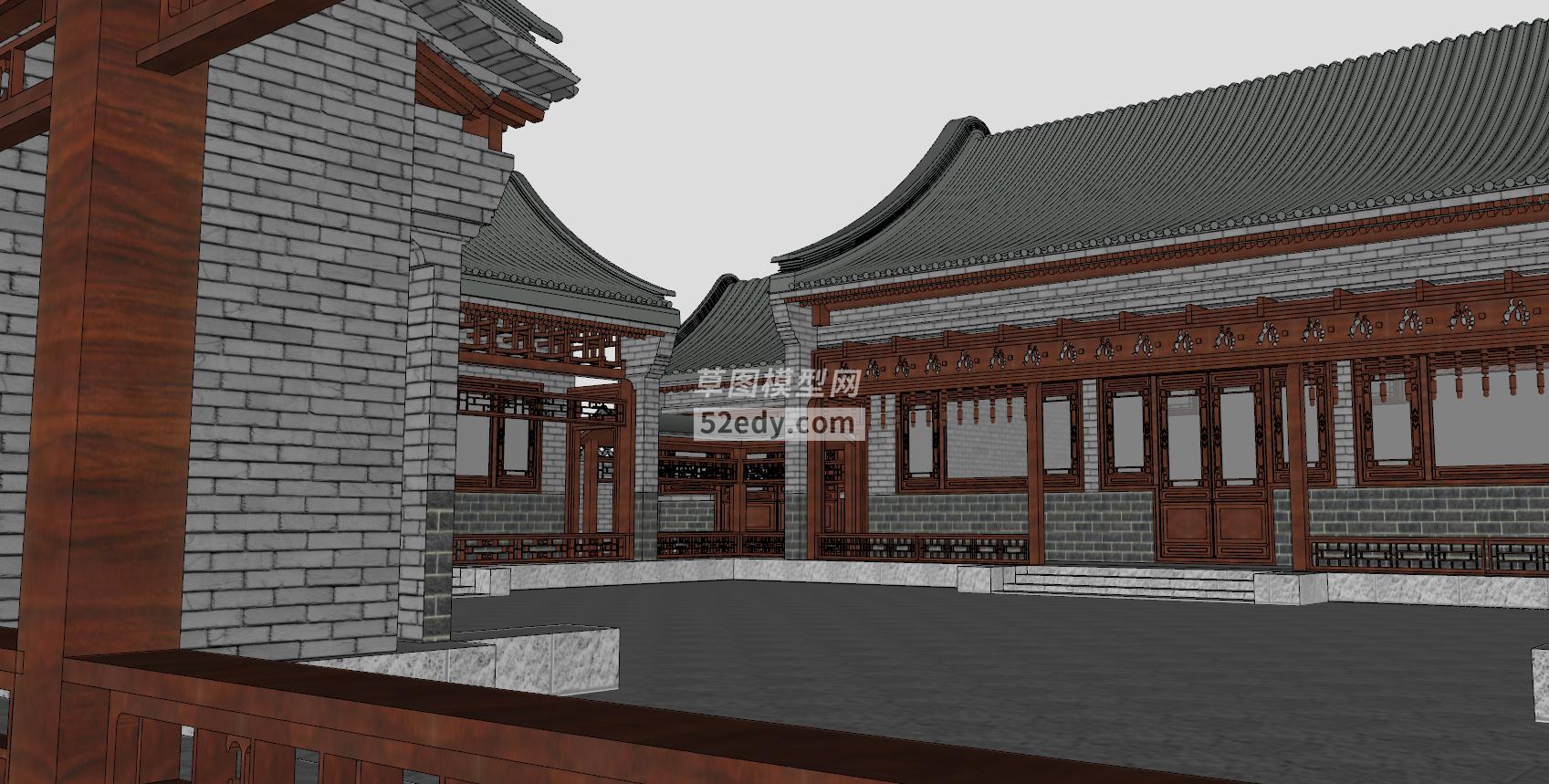 中式四合院古建筑SU模型QQ浏览器截图20190529173604(1)