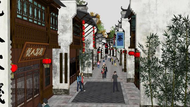 商业街古建中式风格SU模型