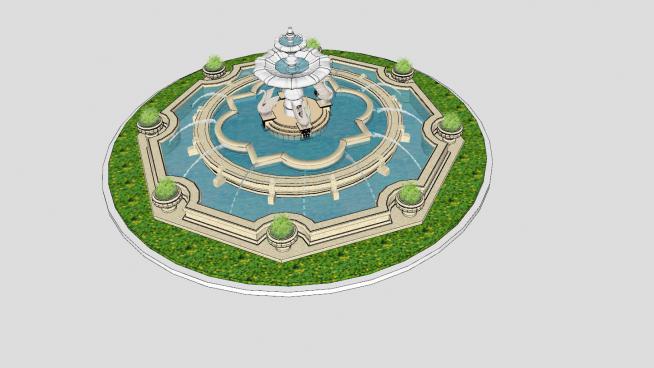 欧式风格景观小品喷泉SU模型