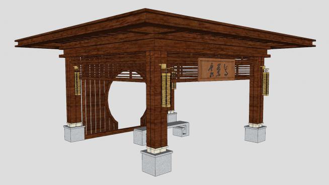 中式木亭子�鐾�SU模型