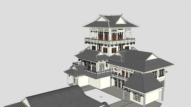 中式风格古建建筑SU模型QQ浏览器截图20190530093021(2)