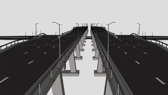 高速公路高架桥桥梁SU模型