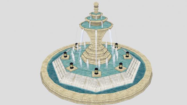 ��水池��泉SU模型