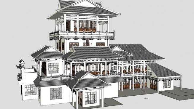 中式风格古建建筑SU模型