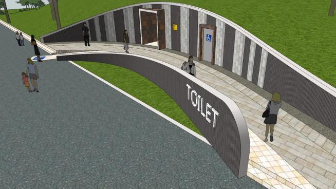 公园公共厕所及精细景观设计SU模型