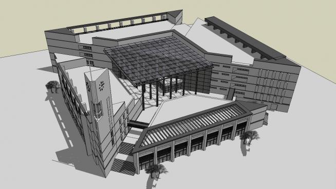福州大学图书馆建筑SU模型