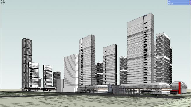 CBD中央诚市办公区商业区与居住区总体规划SU模型