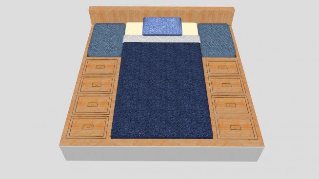 平台单人床单层床SU模型