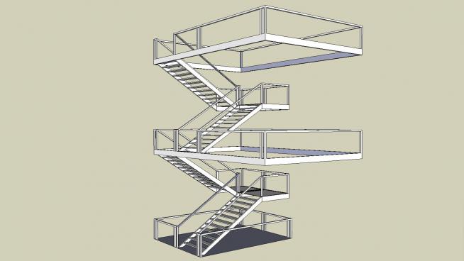 大学图书馆护栏楼梯SU模型