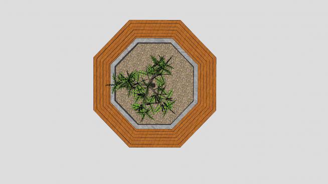 八角树台植物树池SU模型