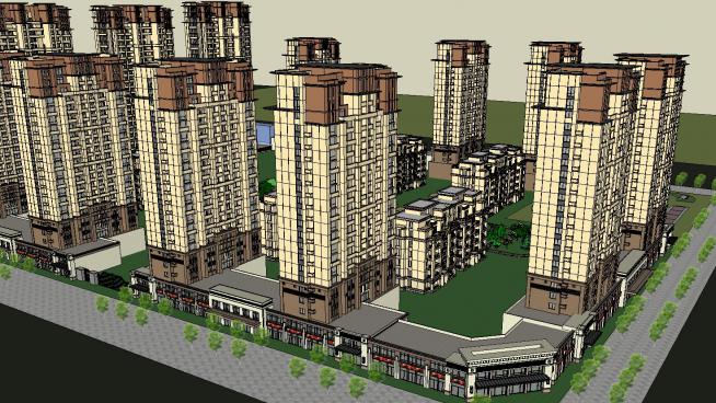 楼房住宅小区建筑方案SU模型