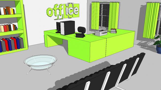 绿色办公室会议室SU模型