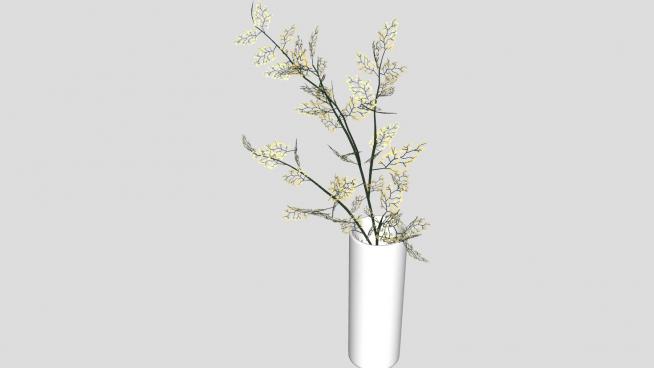 简洁陶瓷花瓶和花枝SU模型