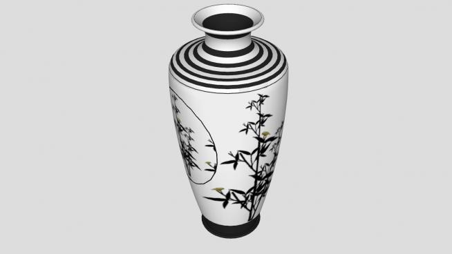 中式竹鸟花瓶SU模型