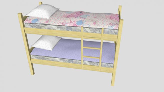 双层床高低单人床SU模型