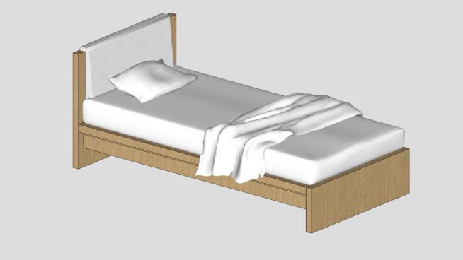 单人床卧室SU模型