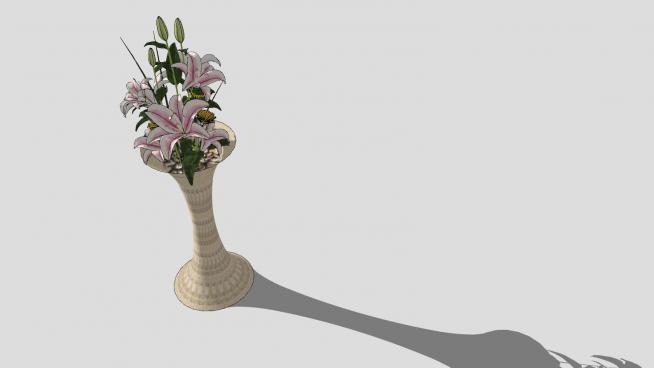 欧式陶瓷花瓶花束SU模型
