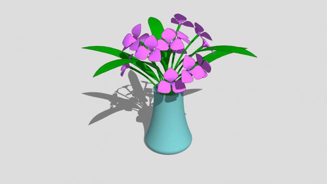 蓝绿色花瓶花卉盆栽SU模型