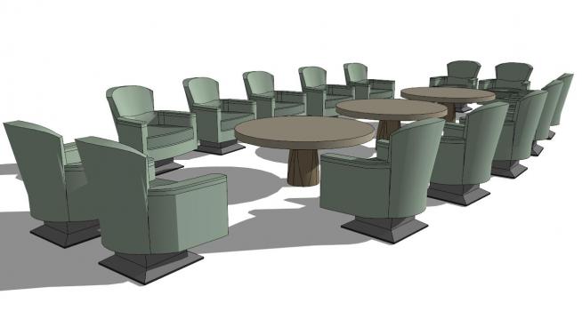 现代会议室桌椅SU模型