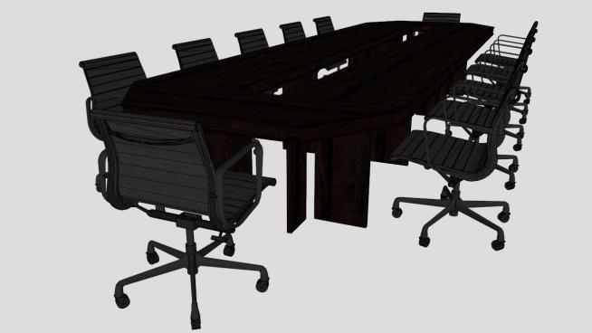 钢制会议室会议桌SU模型