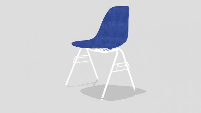 休闲座椅蓝色壳侧椅SU模型