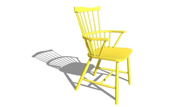 黄色扶手椅休闲座椅SU模型