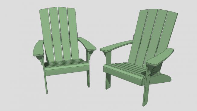 阿迪朗达克椅绿色休闲座椅SU模型