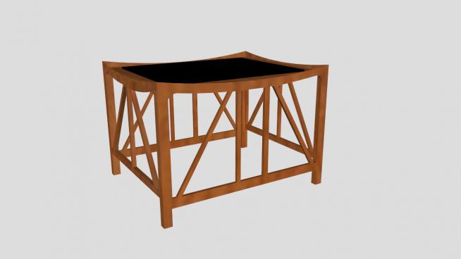 ��木低凳子SU模型