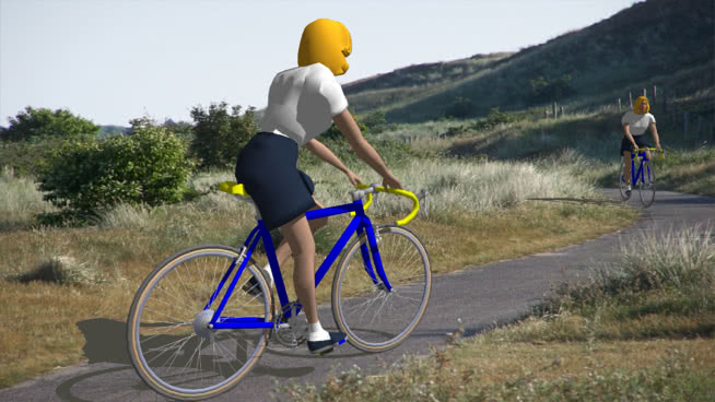 蜿蜒山路骑自行车的人SU模型