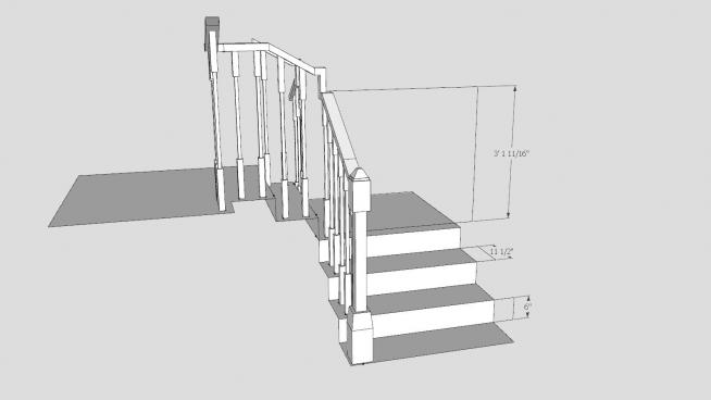 现代护栏楼梯SU模型