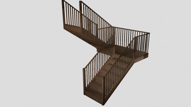 中式实木楼梯SU模型