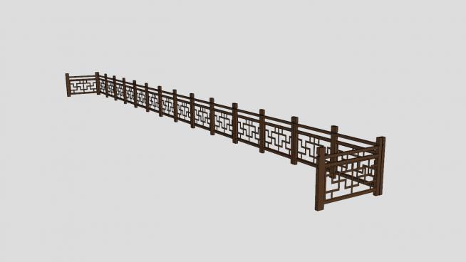 中式古典花园景观护栏围栏SU模型