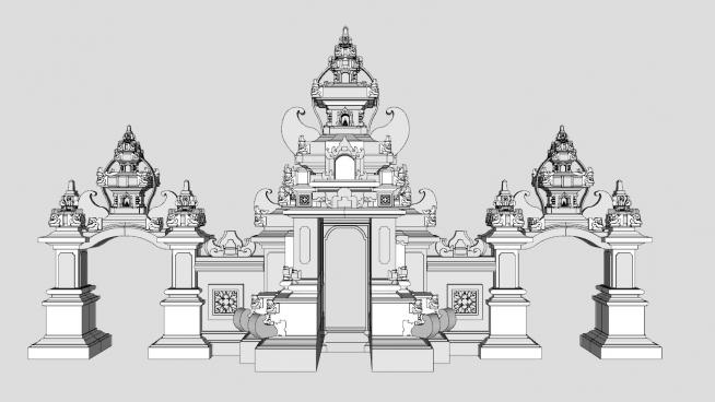 巴厘岛海神庙大门SU模型