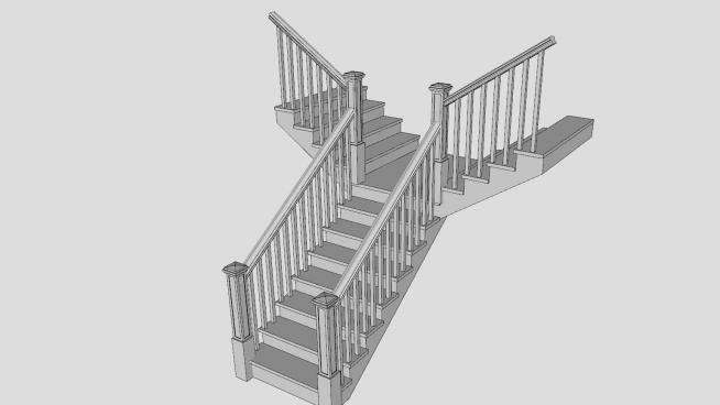 双分式护栏楼梯SU模型